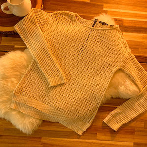 Jeanne Pierre Cream Open Knit Back Zipper Sweater